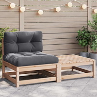 vidaXL Trädgårdsgrupp med dynor 2 delar massiv furu