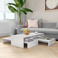 vidaXL Satsbord vit högglans 100x100x26,5 cm