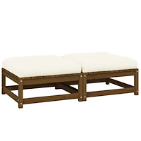 vidaXL Trädgårdspallar med dynor 2 delar honungsbrun massiv furu