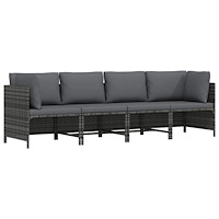 vidaXL Trädgårdssoffa 4-sits med dynor konstrotting grå