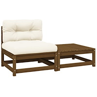 vidaXL Loungegrupp med dynor 2 delar honungsbrun massiv furu