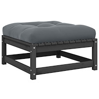 vidaXL Fotpall med dyna för trädgården grå massiv furu