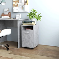 vidaXL Sidoskåp med hjul betonggrå 33x38x60 cm konstruerat trä