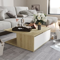 vidaXL Soffbord vit och sonoma-ek 80x80x31 cm konstruerat trä