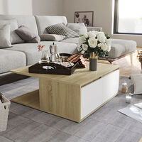 vidaXL Soffbord vit och sonoma-ek 80x80x31 cm konstruerat trä
