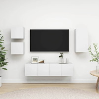 vidaXL Tv-skåp 5 delar vit konstruerat trä