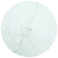 vidaXL Bordsskiva vit Ø70x0,8 cm härdat glas med marmortextur