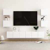 vidaXL Tv-skåp 7 delar vit konstruerat trä