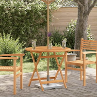 vidaXL Hopfällbart trädgårdsbord Ø90x75 cm massivt eukalyptusträ