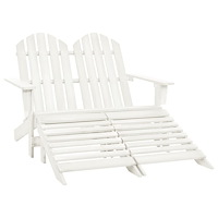 vidaXL Adirondackstol med fotpall 2-sits vit granträ