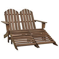 vidaXL Adirondackstol med fotpall 2-sits brun granträ