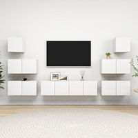 vidaXL Tv-skåp 8 delar vit konstruerat trä