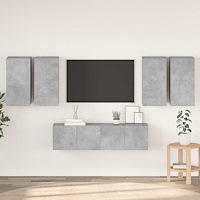 vidaXL Tv-skåp 6 delar betonggrå konstruerat trä