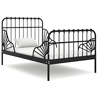 vidaXL Utdragbar sängram svart metall 80x130/200 cm