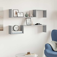 vidaXL Vägghyllor 2 st betonggrå 100x15x20 cm konstruerat trä