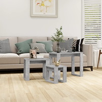 vidaXL Satsbord 3 st betonggrå konstruerat trä