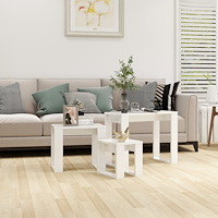 vidaXL Satsbord 3 st vit högglans konstruerat trä
