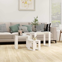 vidaXL Satsbord 3 st vit högglans konstruerat trä