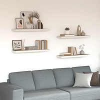 vidaXL Svävande vägghyllor 4 st ek och vit 80x23,5x3,8 cm MDF