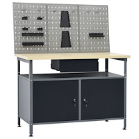 vidaXL Arbetsbänk med 3 väggpaneler