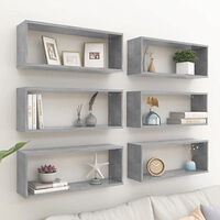 vidaXL Vägghylla kubformad 6 st betonggrå 60x15x23 cm konstruerat trä