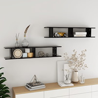 vidaXL Vägghyllor 2 st svart 105x18x20 cm konstruerat trä