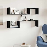 vidaXL Vägghyllor 2 st svart 100x15x20 cm konstruerat trä