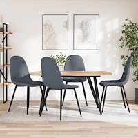 vidaXL Matstolar 4 st mörkgrå sammet