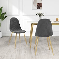 vidaXL Matstolar 2 st mörkgrå sammet