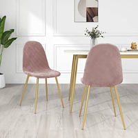 vidaXL Matstolar 2 st rosa sammet
