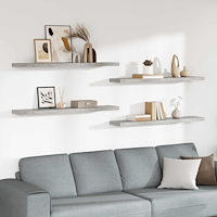 vidaXL Svävande vägghyllor 4 st betonggrå 120x23,5x3,8 cm MDF