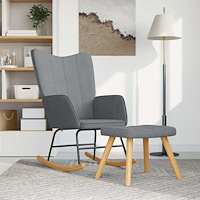 vidaXL Gungstol med fotpall ljusgrå tyg