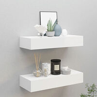 vidaXL Väggmonterad låda 2 st vit 60x23,5x10 cm MDF