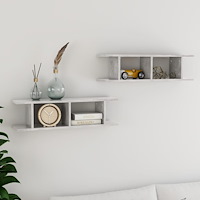 vidaXL Vägghyllor 2 st betonggrå 75x18x20 cm konstruerat trä