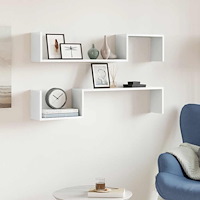vidaXL Vägghyllor 2 st vit högglans 100x15x20 cm konstruerat trä