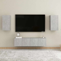vidaXL Tv-skåp 4 delar betonggrå konstruerat trä