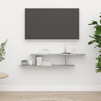 vidaXL Väggmonterad tv-hylla betonggrå 125x18x23 cm konstruerat trä