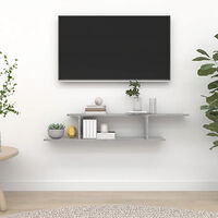 vidaXL Väggmonterad tv-hylla betonggrå 125x18x23 cm konstruerat trä