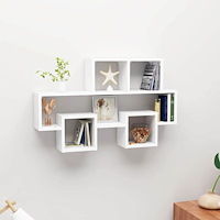 vidaXL Bilformad vägghylla vit 82x15x51 cm konstruerat trä