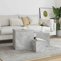 vidaXL Sidobord 3 st betonggrå konstruerat trä