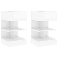vidaXL Sängbord 2 st vit högglans 40x35x65 cm