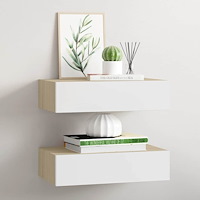 vidaXL Vägglådor ek och vit 2 st 40x23,5x10 cm MDF