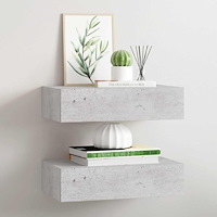 vidaXL Vägglådor betonggrå 2 st 40x23,5x10 cm MDF