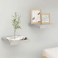 vidaXL Svävande vägghyllor 2 st betonggrå 23x23,5x3,8 cm MDF