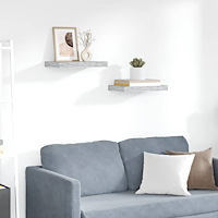 vidaXL Svävande vägghyllor 2 st betonggrå 40x23x3,8 cm MDF