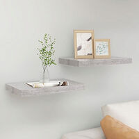 vidaXL Svävande vägghyllor 2 st betonggrå 40x23x3,8 cm MDF