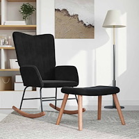 vidaXL Gungstol med fotpall Svart sammet