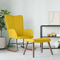 vidaXL Gungstol med fotpall senapsgul sammet