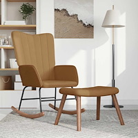 vidaXL Gungstol med fotpall Brun sammet