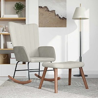 vidaXL Gungstol med fotpall Gräddvit sammet